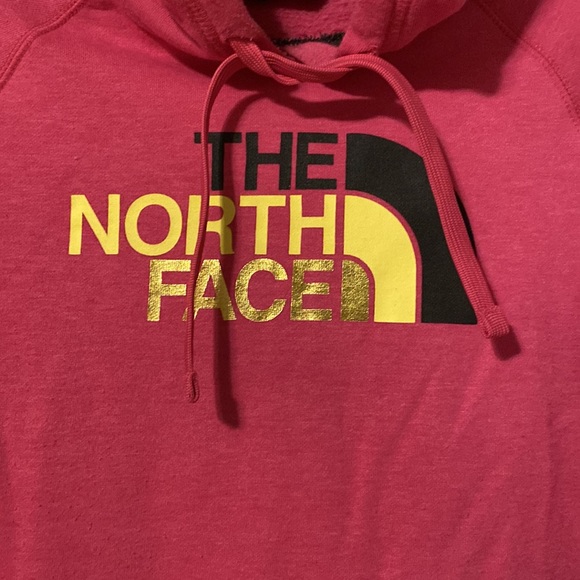 The north face pink pullover hoodie w charcoal inside hoodie part - Picture 2 of 6